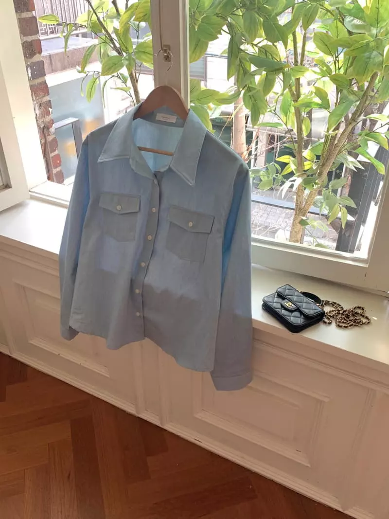 Osense - Korean Women Fashion - #momslook - Plan Denim Shirt - 7