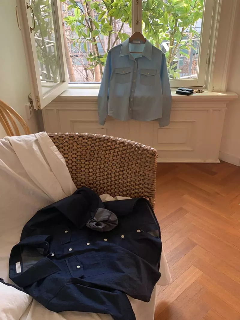 Osense - Korean Women Fashion - #momslook - Plan Denim Shirt - 8