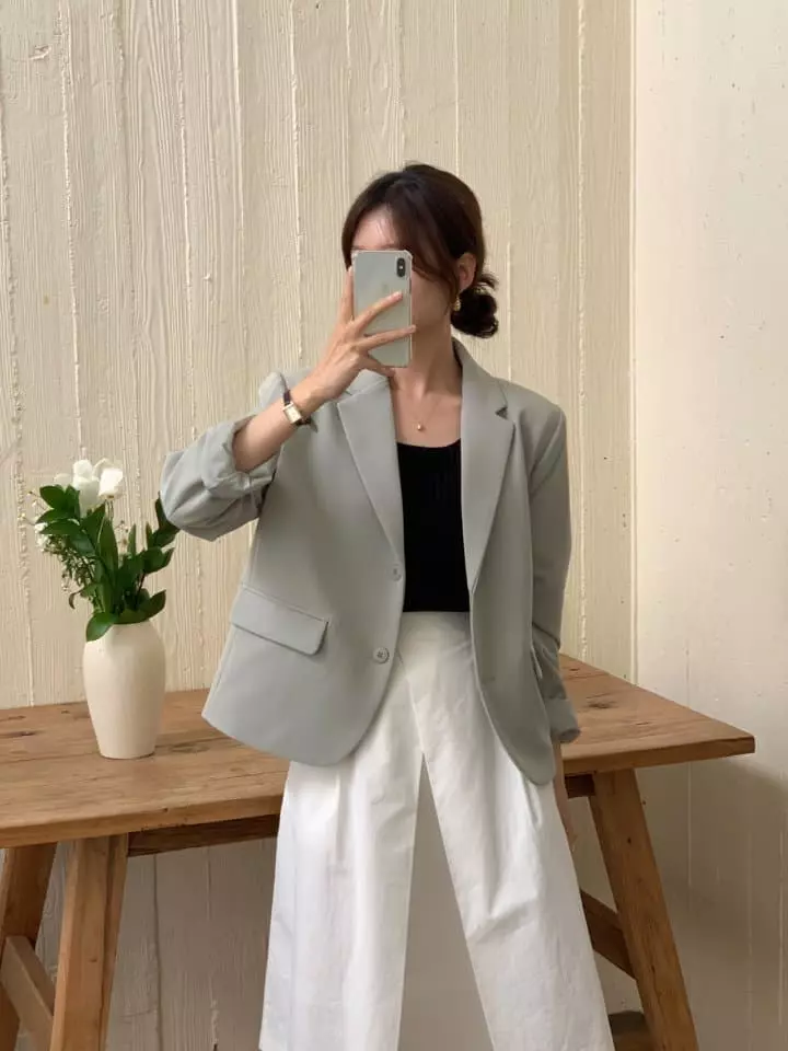 Osense - Korean Women Fashion - #womensfashion - Classic Crop Jacket - 4