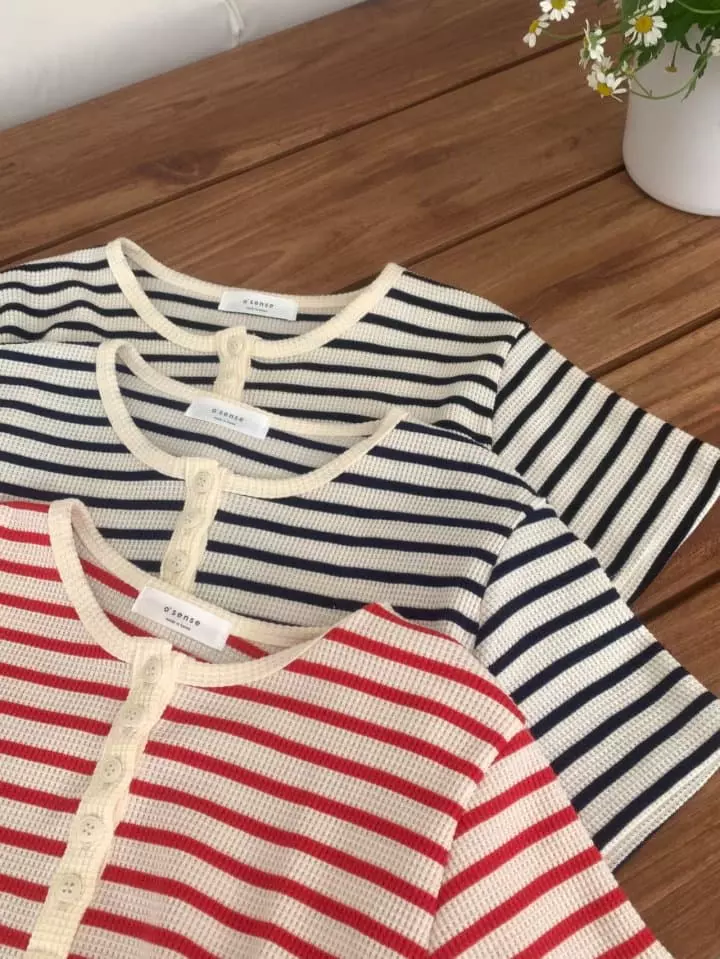 Osense - Korean Women Fashion - #restrostyle - Marine Stripes Tee