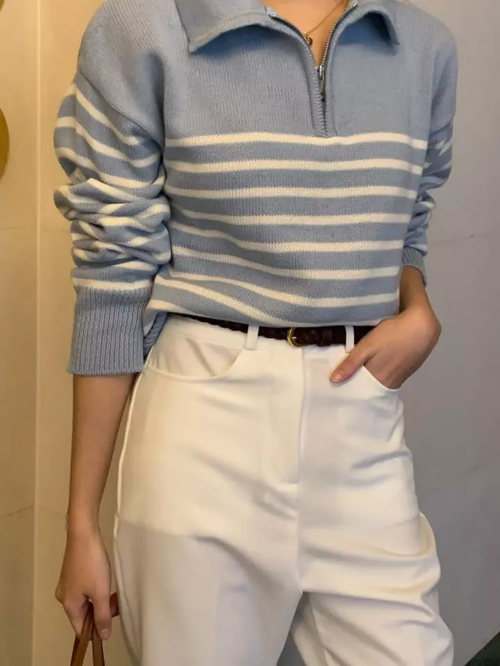 Osense - Korean Women Fashion - #womensfashion - Candle Short Zip-up Knit Tee - 7