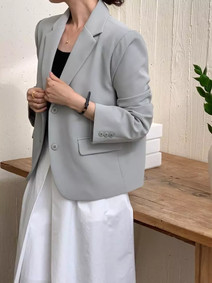 Osense - Korean Women Fashion - #womensfashion - Classic Crop Jacket - 3