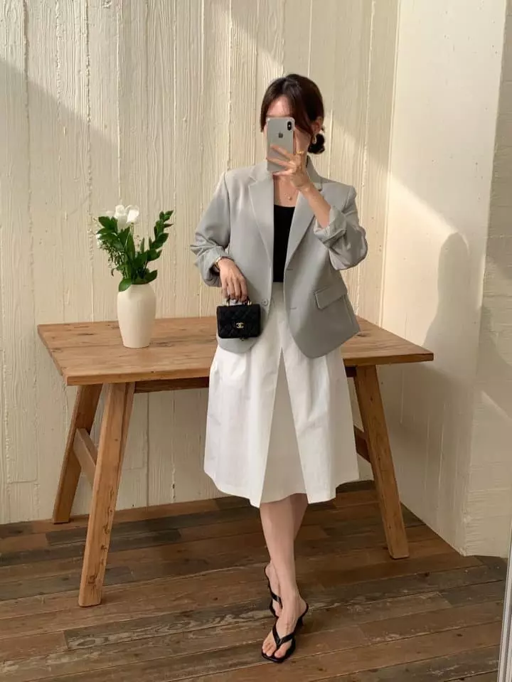 Osense - Korean Women Fashion - #womensfashion - Classic Crop Jacket - 5
