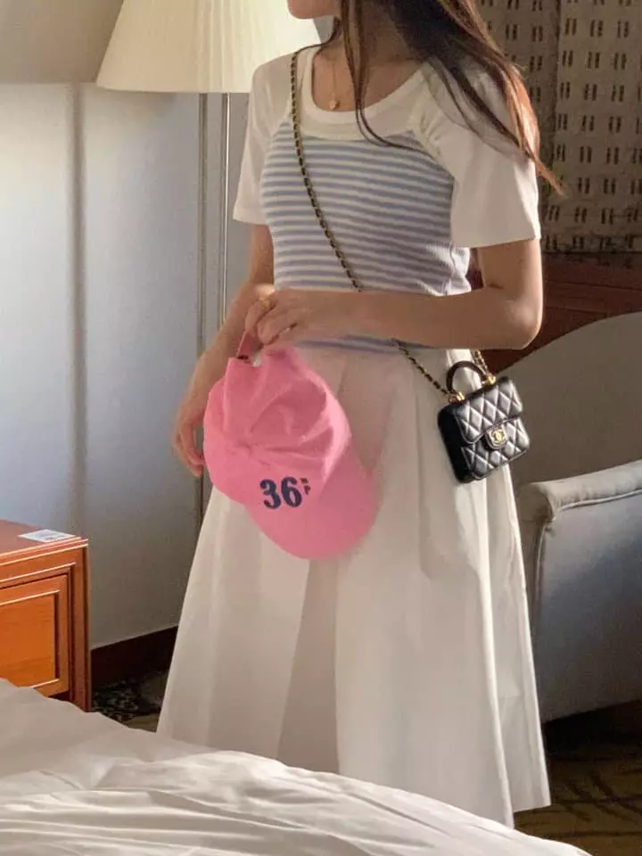 Osense - Korean Women Fashion - #momslook - U Neck Rib Tee - 4