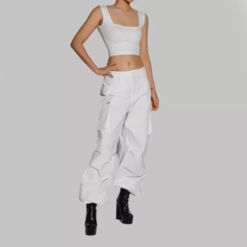 Paper Moon - Korean Women Fashion - #momslook - Square Neck Line Crop Tank Top - 7