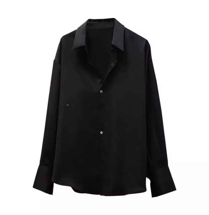 Paper Moon - Korean Women Fashion - #momslook - Silky Wrap Unbalance Blouse