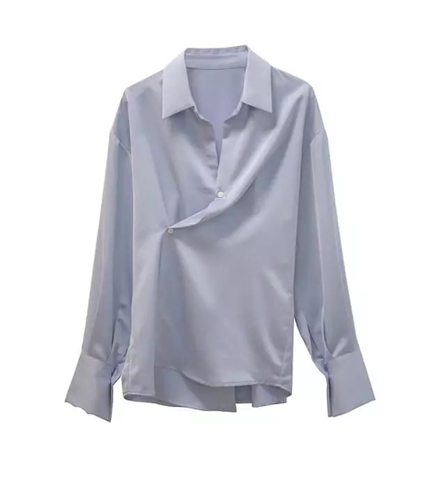 Paper Moon - Korean Women Fashion - #momslook - Silky Wrap Unbalance Blouse - 11