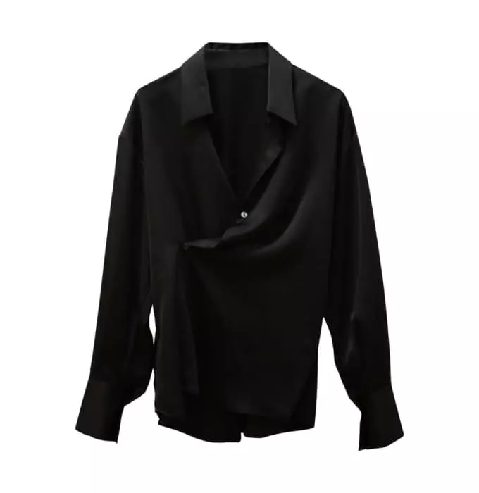 Paper Moon - Korean Women Fashion - #momslook - Silky Wrap Unbalance Blouse - 3