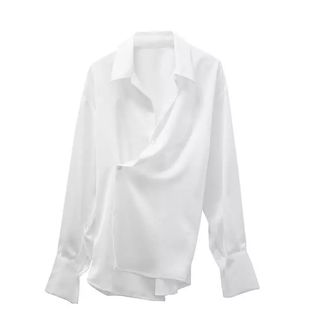 Paper Moon - Korean Women Fashion - #momslook - Silky Wrap Unbalance Blouse - 7