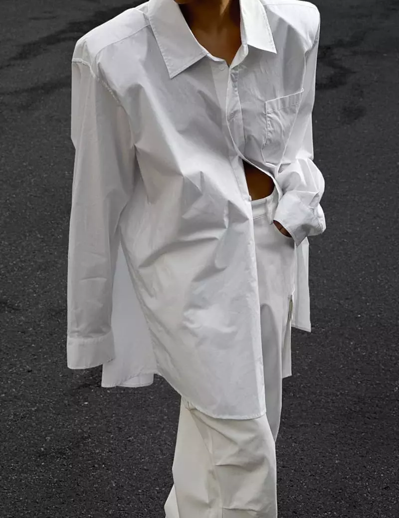Paper Moon - Korean Women Fashion - #momslook - Maxy Obersize Pad SHOulder Button Down Shirt - 9