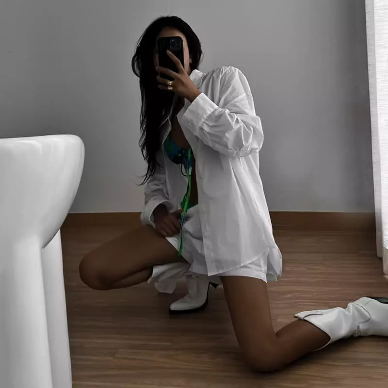 Paper Moon - Korean Women Fashion - #momslook - Nylon Back Slit Detail Oversize Shirt - 12