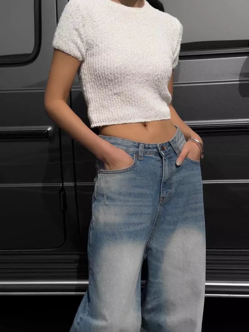 Paper Moon - Korean Women Fashion - #momslook - Fuggy Hair Crop Knit Top - 9