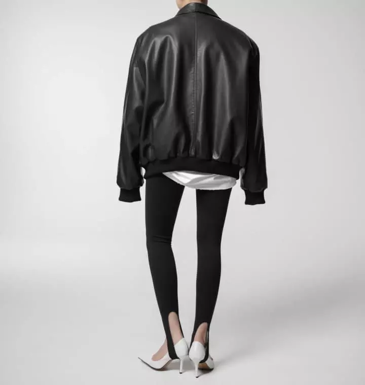 Paper Moon - Korean Women Fashion - #momslook - Washed Began Leather Shoulder Padded Bomber Jacket - 7