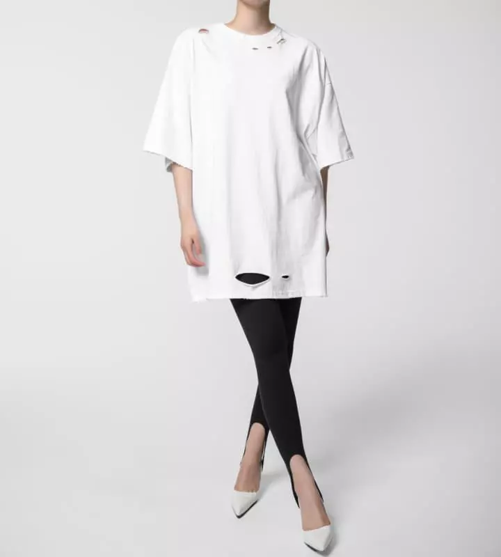 Paper Moon - Korean Women Fashion - #momslook - Oversized Pigment Cutted Detail Tee  - 8