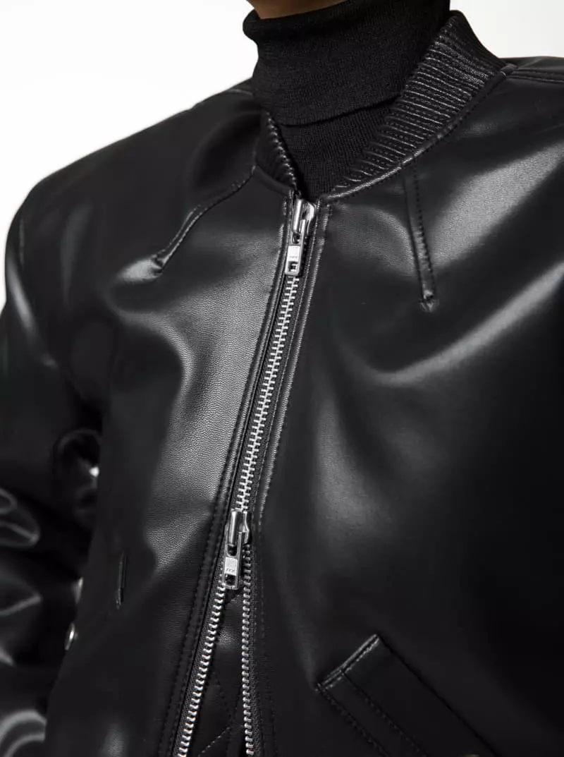 Paper Moon - Korean Women Fashion - #womensfashion - Vegan Leather Cropped Bomber Jacket  - 4