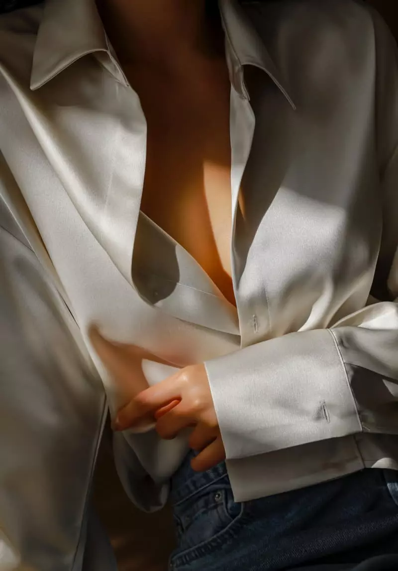 Paper Moon - Korean Women Fashion - #momslook - Silky Wrap Unbalaced Blouse - 6