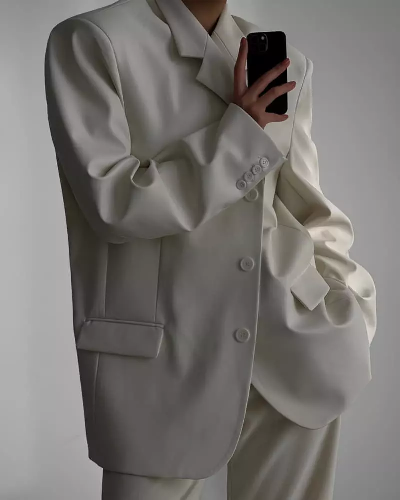 Paper Moon - Korean Women Fashion - #momslook - Classic Soft Vegan Leather Blazer - 4