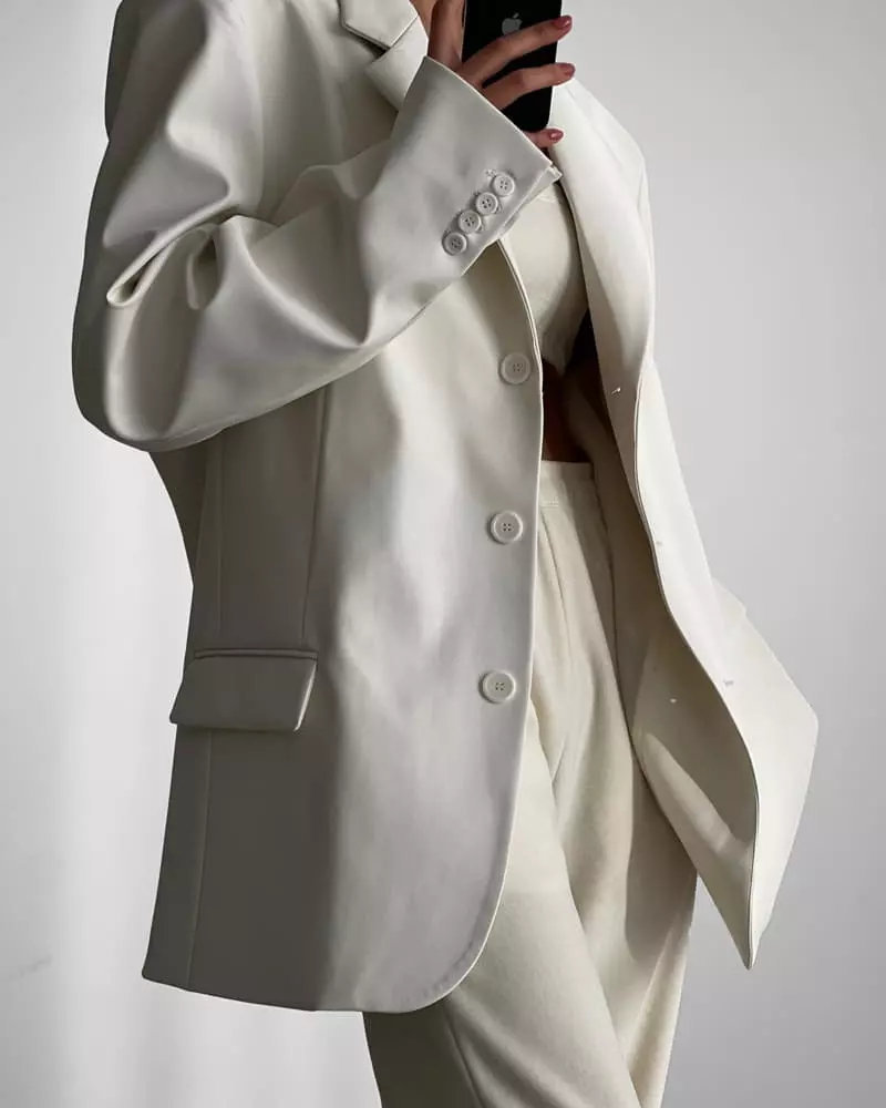 Paper Moon - Korean Women Fashion - #momslook - Classic Soft Vegan Leather Blazer - 5