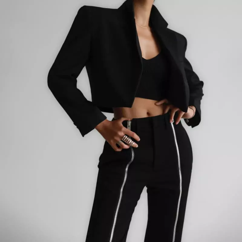 Paper Moon - Korean Women Fashion - #momslook - open front cropped blazer - 9