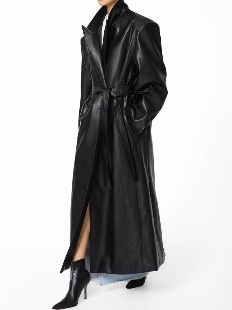 Paper Moon - Korean Women Fashion - #momslook - oversized vegan leather robe maxi coat - 7