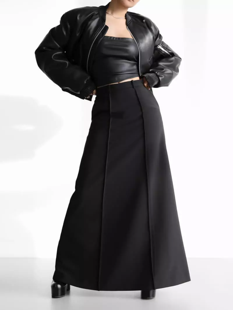 Paper Moon - Korean Women Fashion - #momslook - pin - tuck detail maxi flared skirt - 5