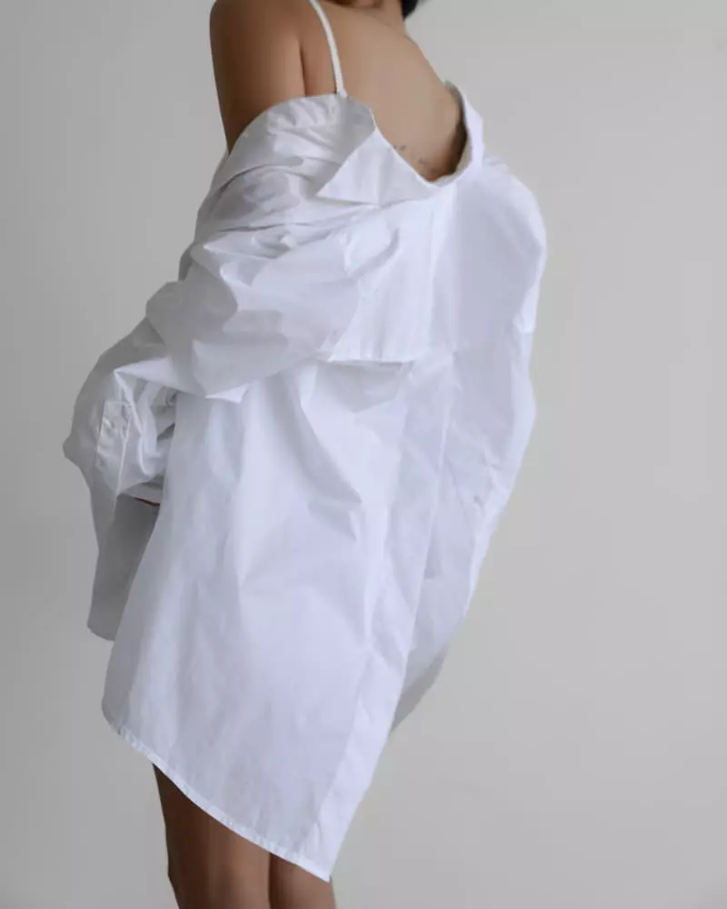 Paper Moon - Korean Women Fashion - #restrostyle - Nylon Back Slit Detail Oversize Shirt