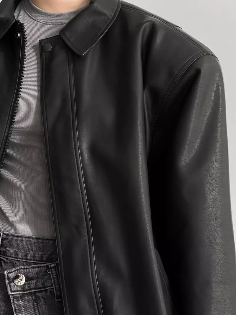 Paper Moon - Korean Women Fashion - #romanticstyle - Washed Vigan Leather Jacket - 7