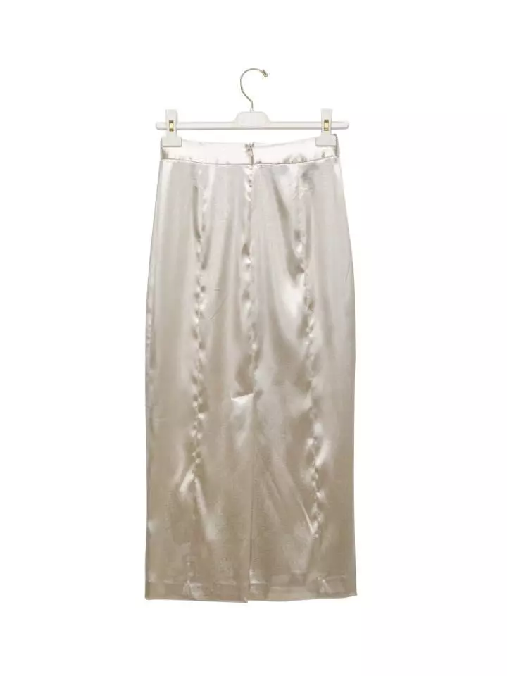 Paper Moon - Korean Women Fashion - #romanticstyle - Silky Vegan Leather Maxi Pencil Skirt - 7