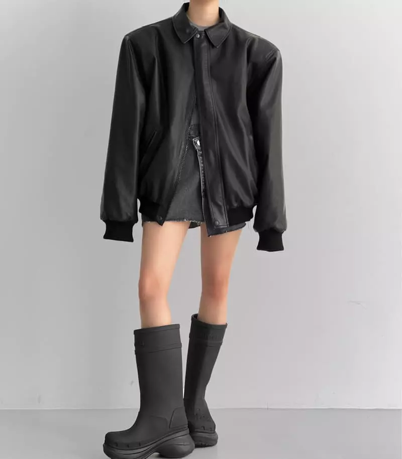 Paper Moon - Korean Women Fashion - #shopsmall - Washed Vigan Leather Jacket - 8