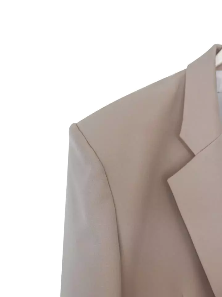 Paper Moon - Korean Women Fashion - #shopsmall - Square Shoulder Oversized Twill Blazer - 6