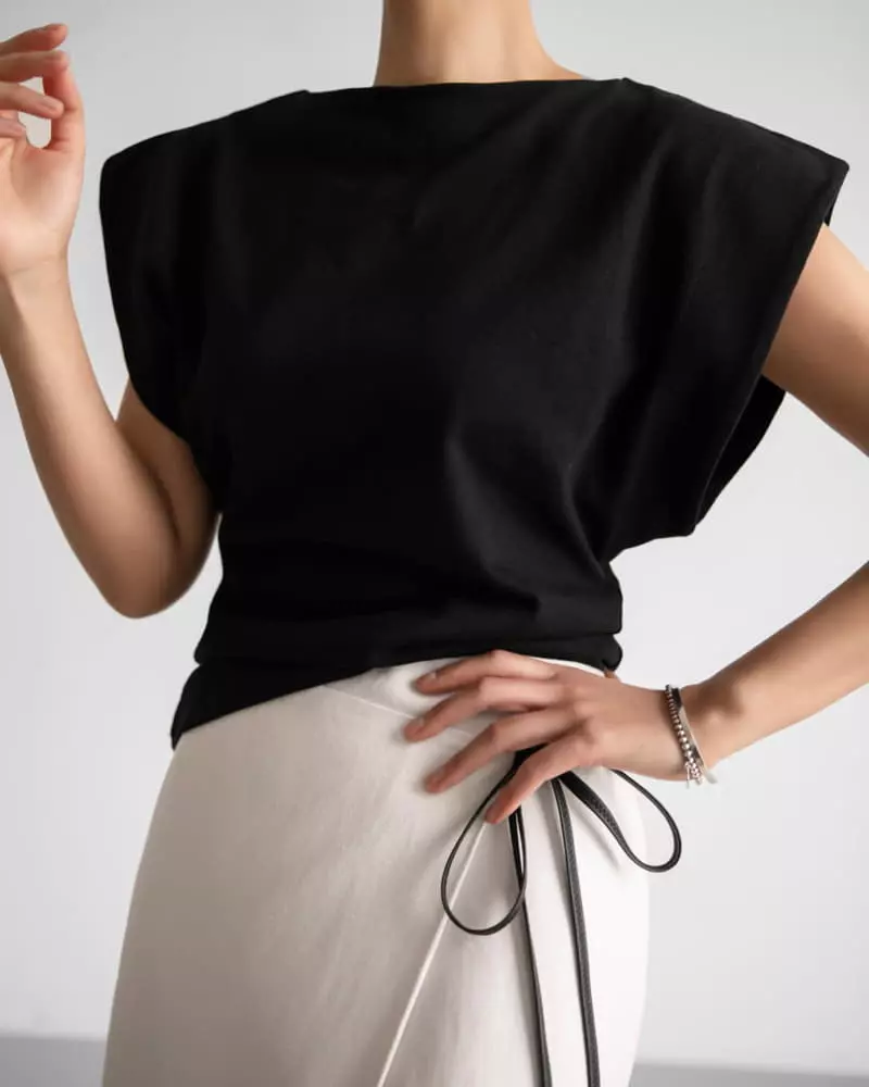 Paper Moon - Korean Women Fashion - #shopsmall - boatneck squared shoulder sleeveless top - 5