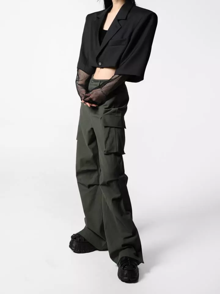 Paper Moon - Korean Women Fashion - #thatsdarling - LUX Heavy Texture Wide Cargo Trousers - 3