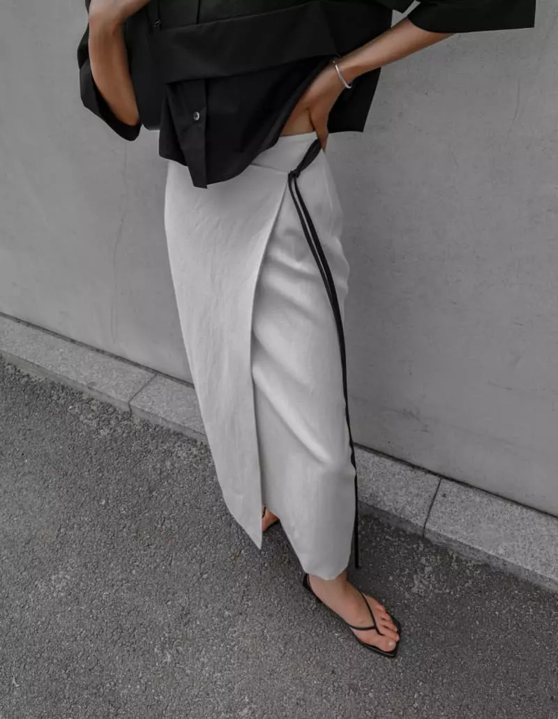 Paper Moon - Korean Women Fashion - #thatsdarling - linen wrap pencil maxi skirt - 2