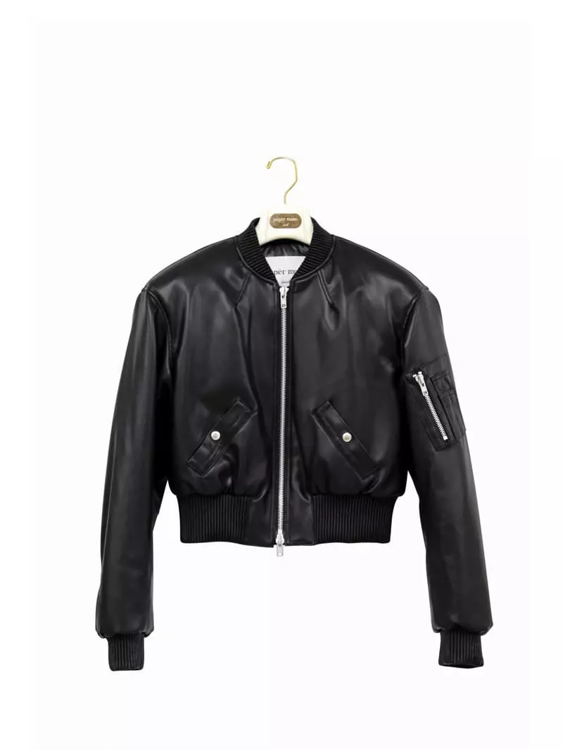 Paper Moon - Korean Women Fashion - #vintageinspired - Vegan Leather Cropped Bomber Jacket  - 12