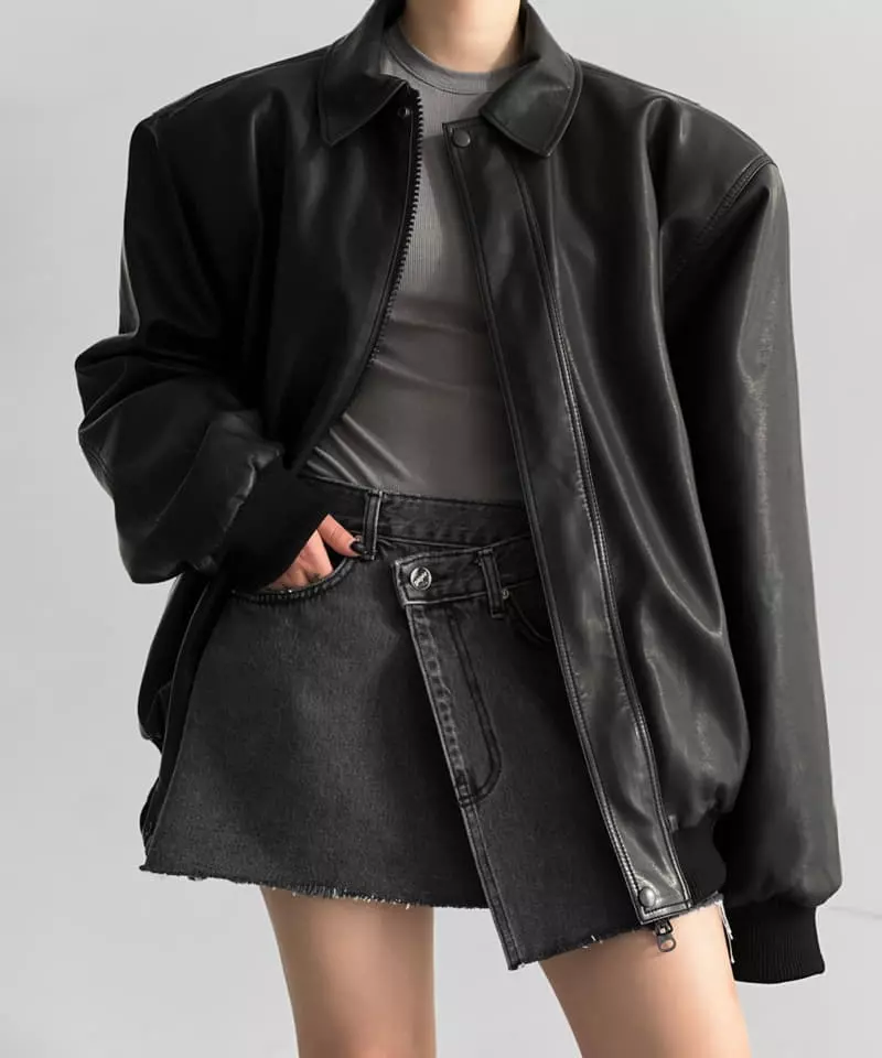 Paper Moon - Korean Women Fashion - #vintageinspired - Washed Vigan Leather Jacket - 4
