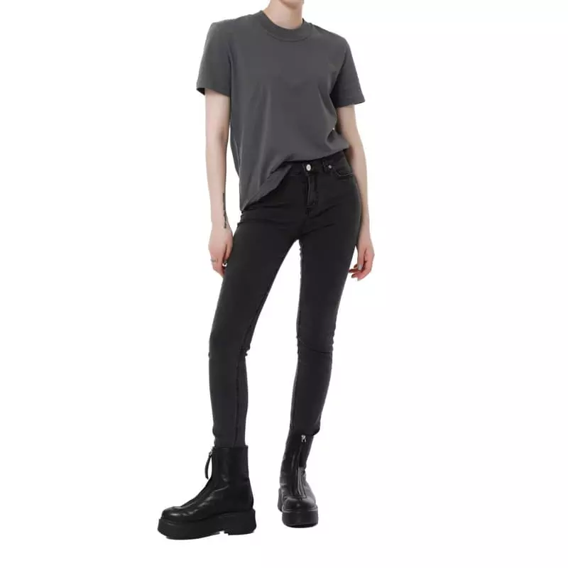 Paper Moon - Korean Women Fashion - #womensfashion - Crew Neck Round Slim Tee - 7