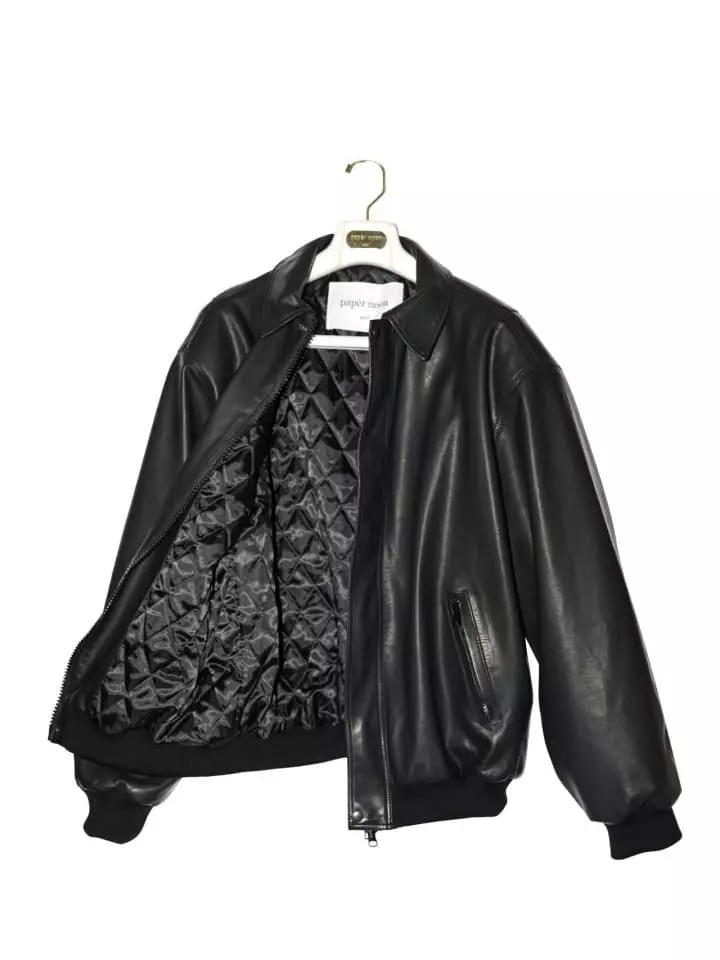 Paper Moon - Korean Women Fashion - #womensfashion - Washed Began Leather Shoulder Padded Bomber Jacket - 10