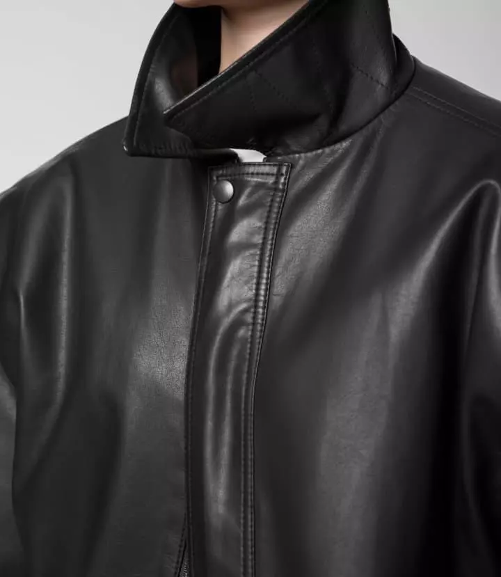 Paper Moon - Korean Women Fashion - #momslook - Washed Began Leather Shoulder Padded Bomber Jacket - 4