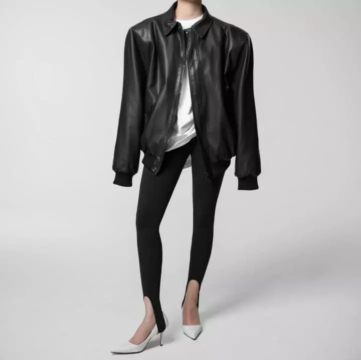 Paper Moon - Korean Women Fashion - #womensfashion - Washed Began Leather Shoulder Padded Bomber Jacket - 6