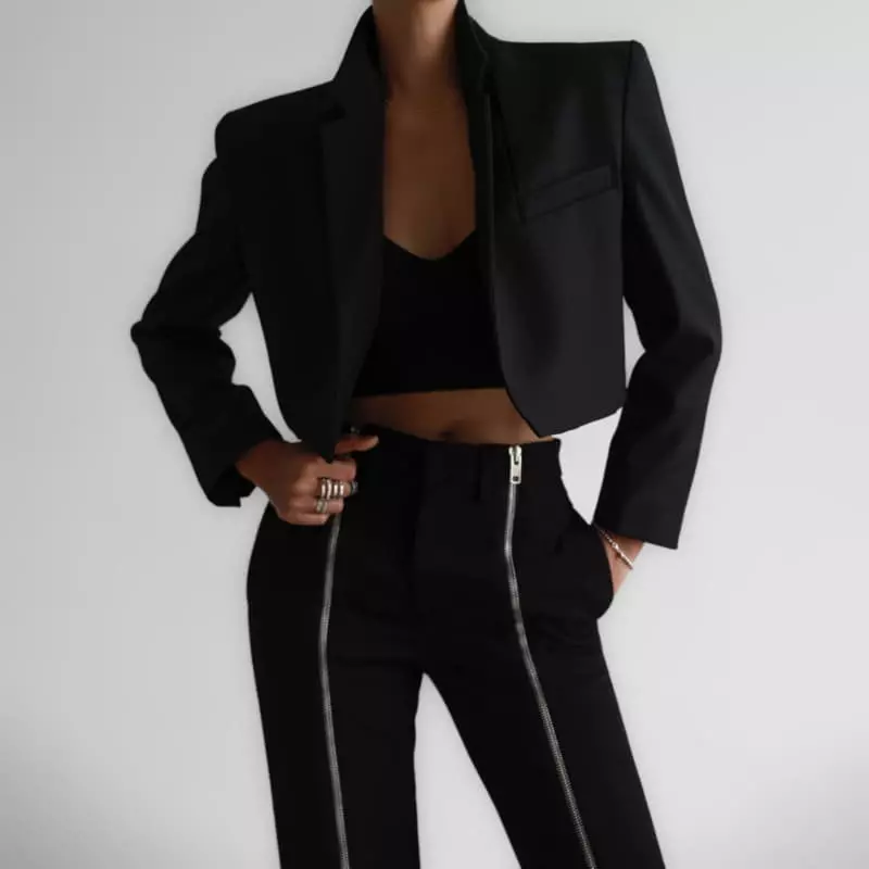 Paper Moon - Korean Women Fashion - #womensfashion - open front cropped blazer - 8