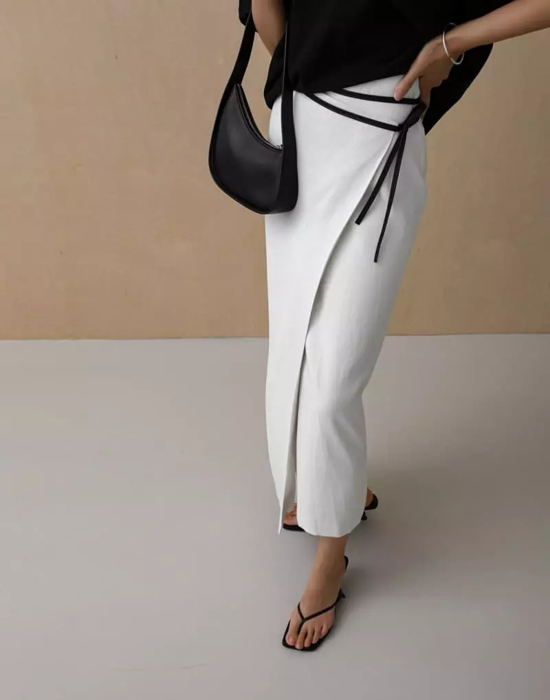 Paper Moon - Korean Women Fashion - #womensfashion - linen wrap pencil maxi skirt - 9