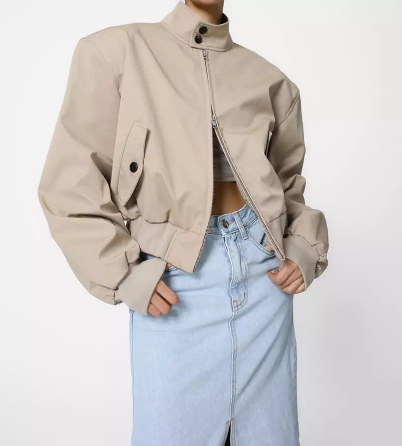 Paper Moon - Korean Women Fashion - #womensfashion - shoulder padded cotton harrington jacket - 5