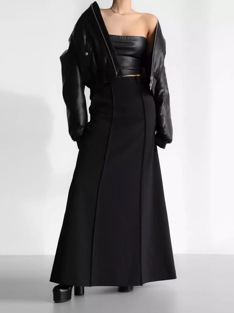 Paper Moon - Korean Women Fashion - #womensfashion - pin - tuck detail maxi flared skirt - 6