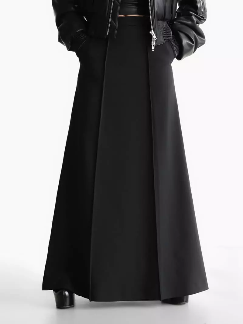 Paper Moon - Korean Women Fashion - #womensfashion - pin - tuck detail maxi flared skirt - 8