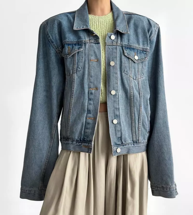 Paper Moon - Korean Women Fashion - #womensfashion - maxi padded shoulder oversized denim jacket