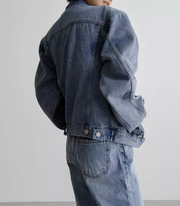 Paper Moon - Korean Women Fashion - #womensfashion - maxi padded shoulder oversized denim jacket - 11