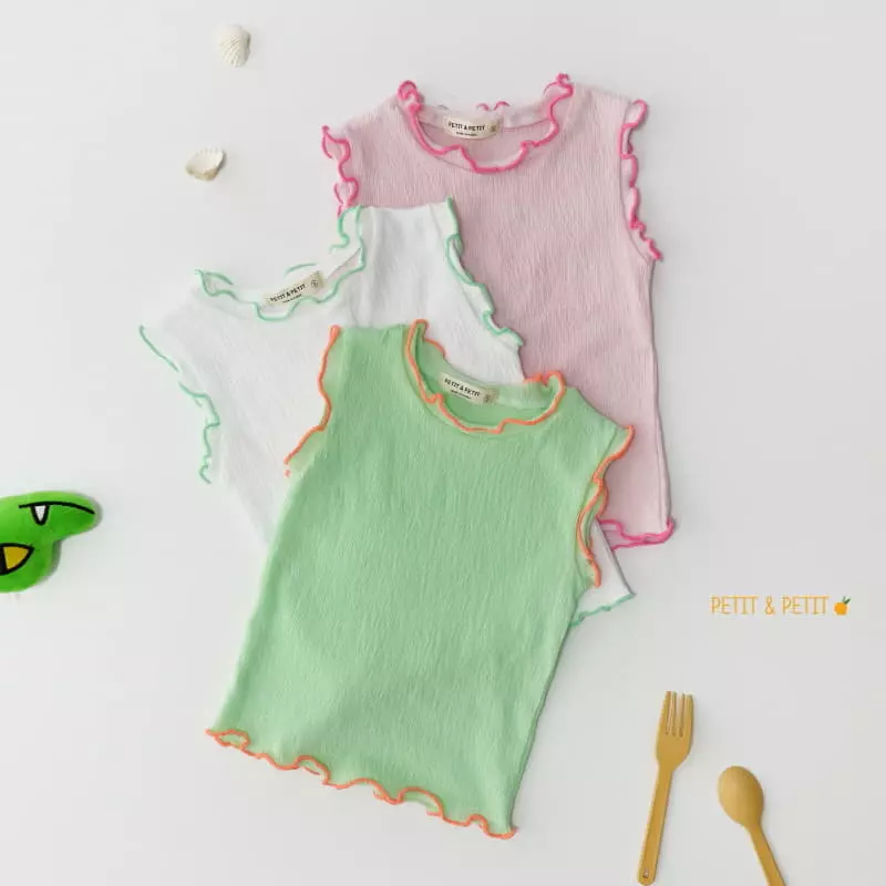 Petit & Petit - Korean Children Fashion - #kidsshorts - Color Terry Sleeveless Tee