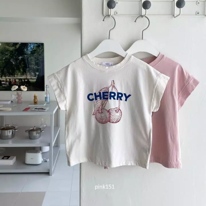 Pink151 - Korean Children Fashion - #designkidswear - Cherry Cap Sleeves Tee