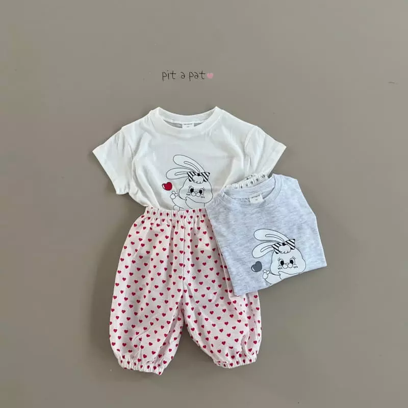 Pitapat - Korean Children Fashion - #fashionkids - Heart Bbong Top Bottom Set - 12