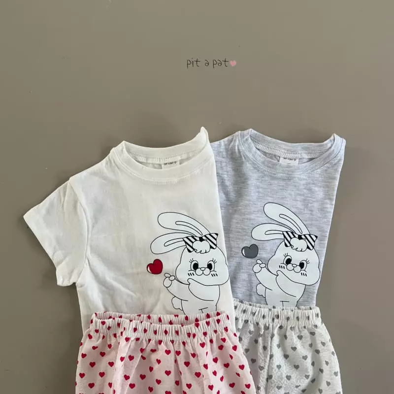 Pitapat - Korean Children Fashion - #magicofchildhood - Heart Bbong Top Bottom Set - 2